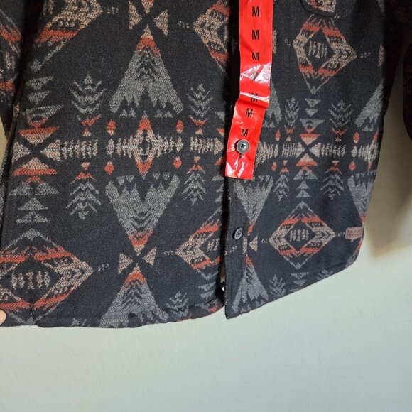 Jachs New York Jacket Aztec Wool Blend Sherpa Lined Shacket Grey Mens Medium NEW - Picture 6 of 12